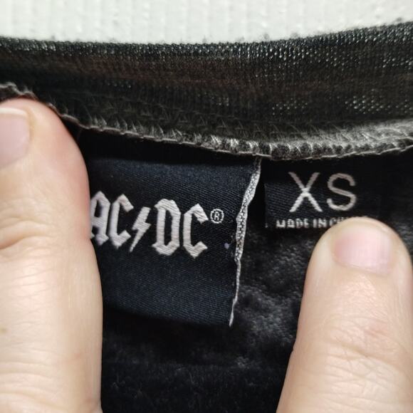 ACDC Women's size XS Graphic Band Logo Long Sleeve Lightweight Burnout T-Shirt - Picture 4 of 5